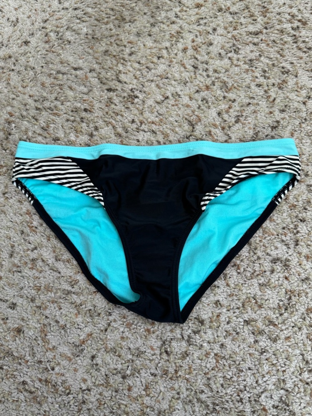Women’s Black & Teal Bikini Bottom - Classic Hipster Swim